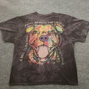 3D Tees Tie Dye Charcoal Happy Dog Dean Russo Art Tee Size‎ Extra Large